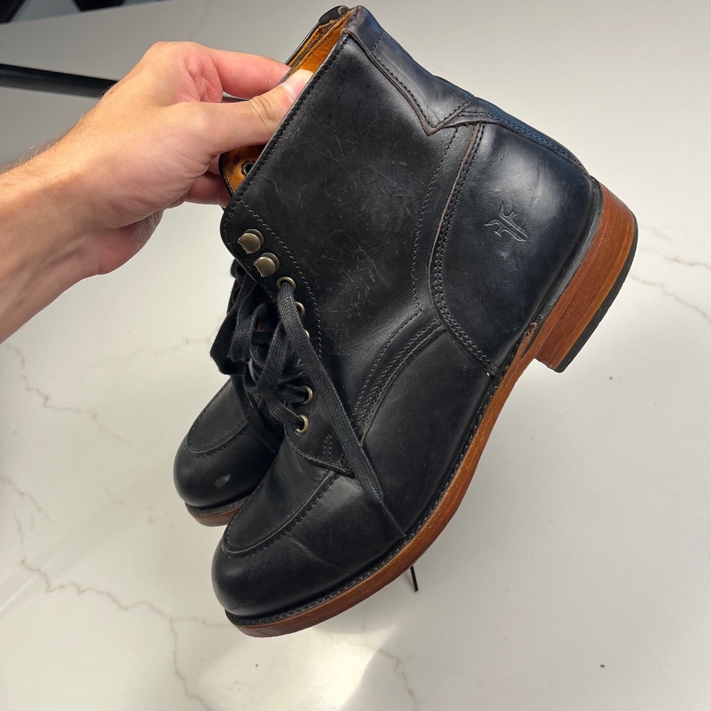 Frye walter Boots Mens Black Leather Made in USA 87107-BLK Size 9